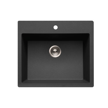 Houzer Quartztone 25 inch Granite Composite Drop-in Topmount Single Bowl Kitchen Sink